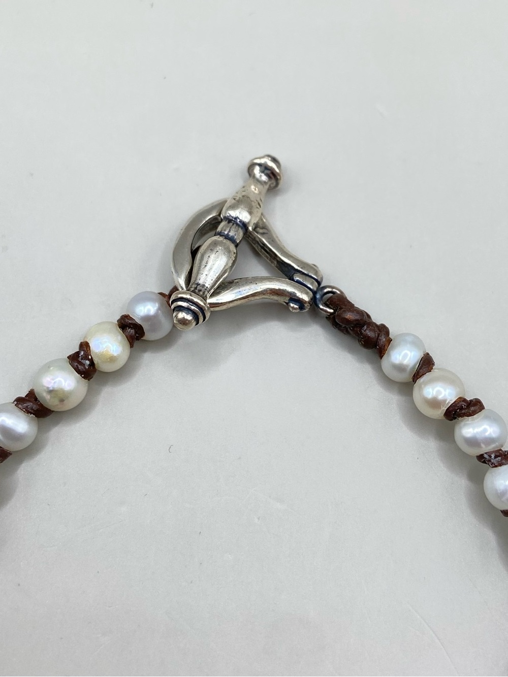 Kabana Pearl Leather Pave Cubic Zircona Toggle Bracelet - Picture 5 of 7